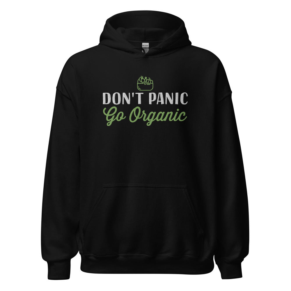 Don't Panic Go Organic Hoodie - Black Color - https://ascensionemporium.net 