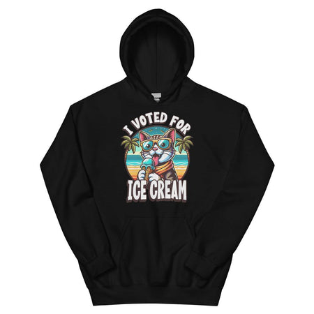 I Voted For Ice Cream Cat Hoodie - Black Color - https://ascensionemporium.net