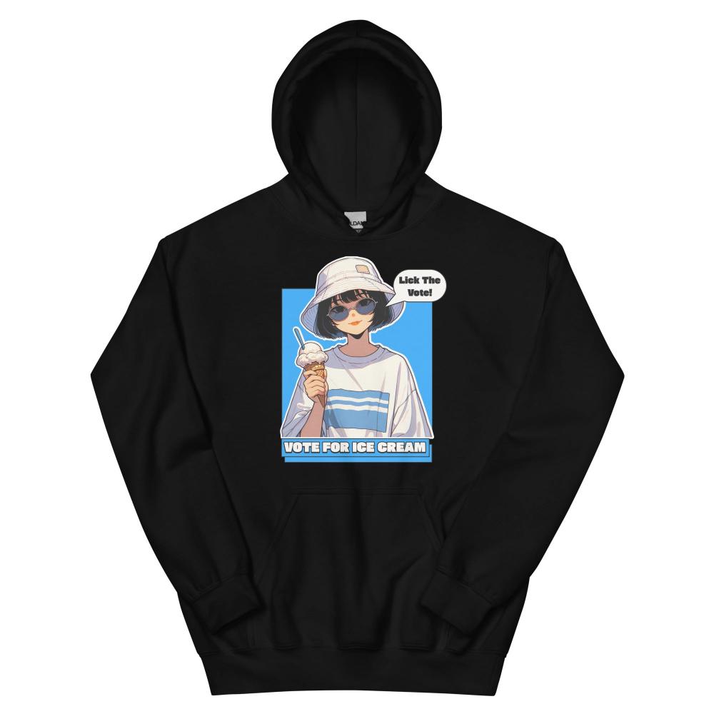 Lick The Vote Anime Ice Cream Girl Hoodie - Black Color - https://ascensionemporium.net