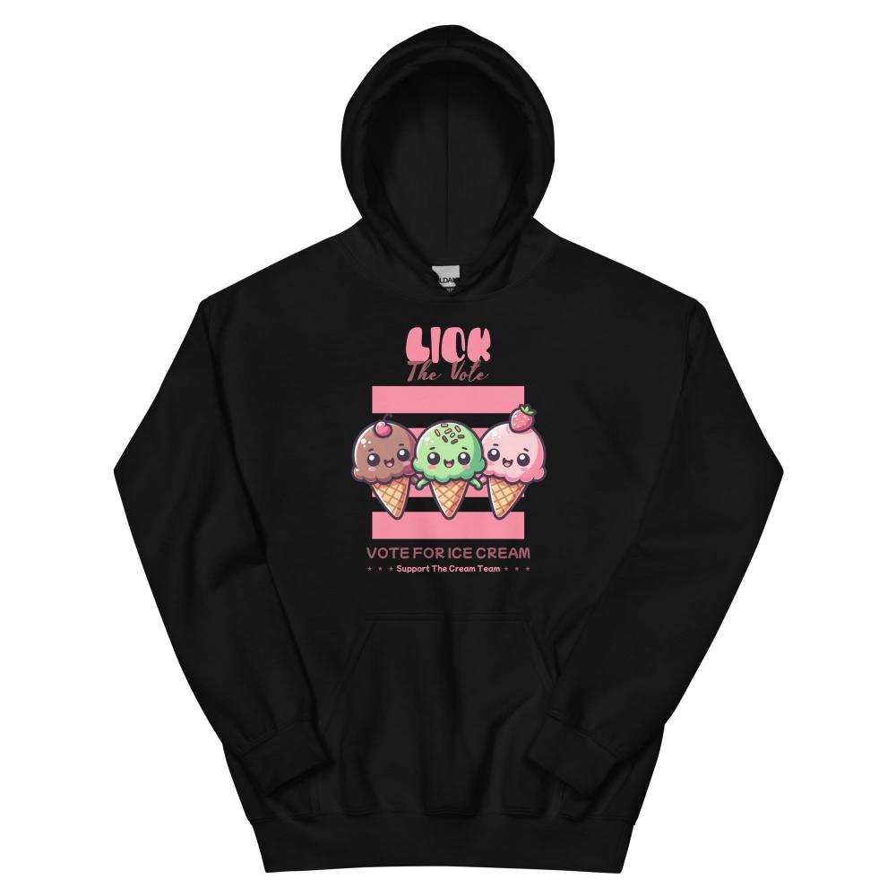 Lick The Vote Kawaii Ice Cream Hoodie - Black Color - https://ascensionemporium.net