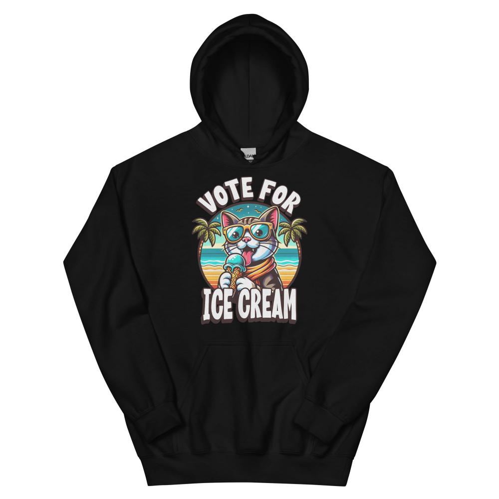 Vote For Ice Cream Cat Hoodie - Black Color - https://ascensionemporium.net