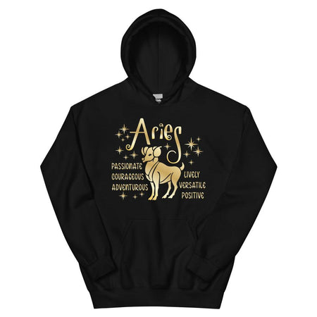 Aries Zodiac Positive Traits Hoodie - Black Color - https://ascensionemporium.net