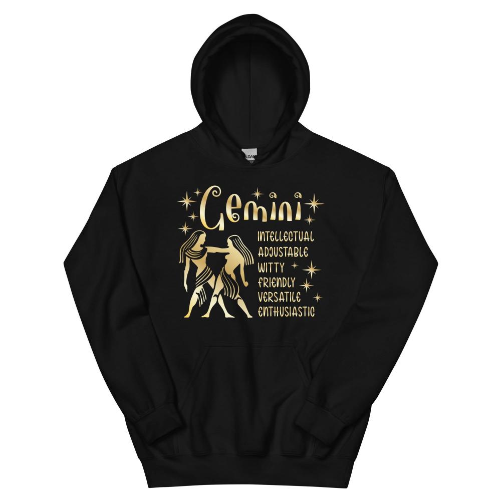 Gemini Zodiac Positive Traits Hoodie - Black Color - https://ascensionemporium.net