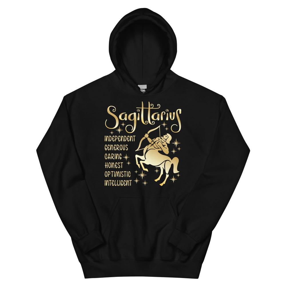 Sagittarius Zodiac Positive Traits Hoodie - Black Color - https://ascensionemporium.net