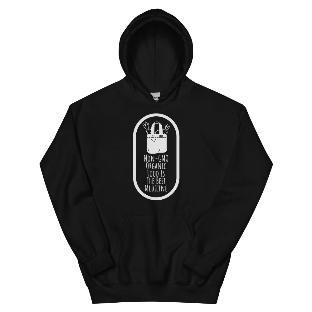 Non-GMO Organic Food Is The Best Medicine Hoodie - Black Color - https://ascensionemporium.net