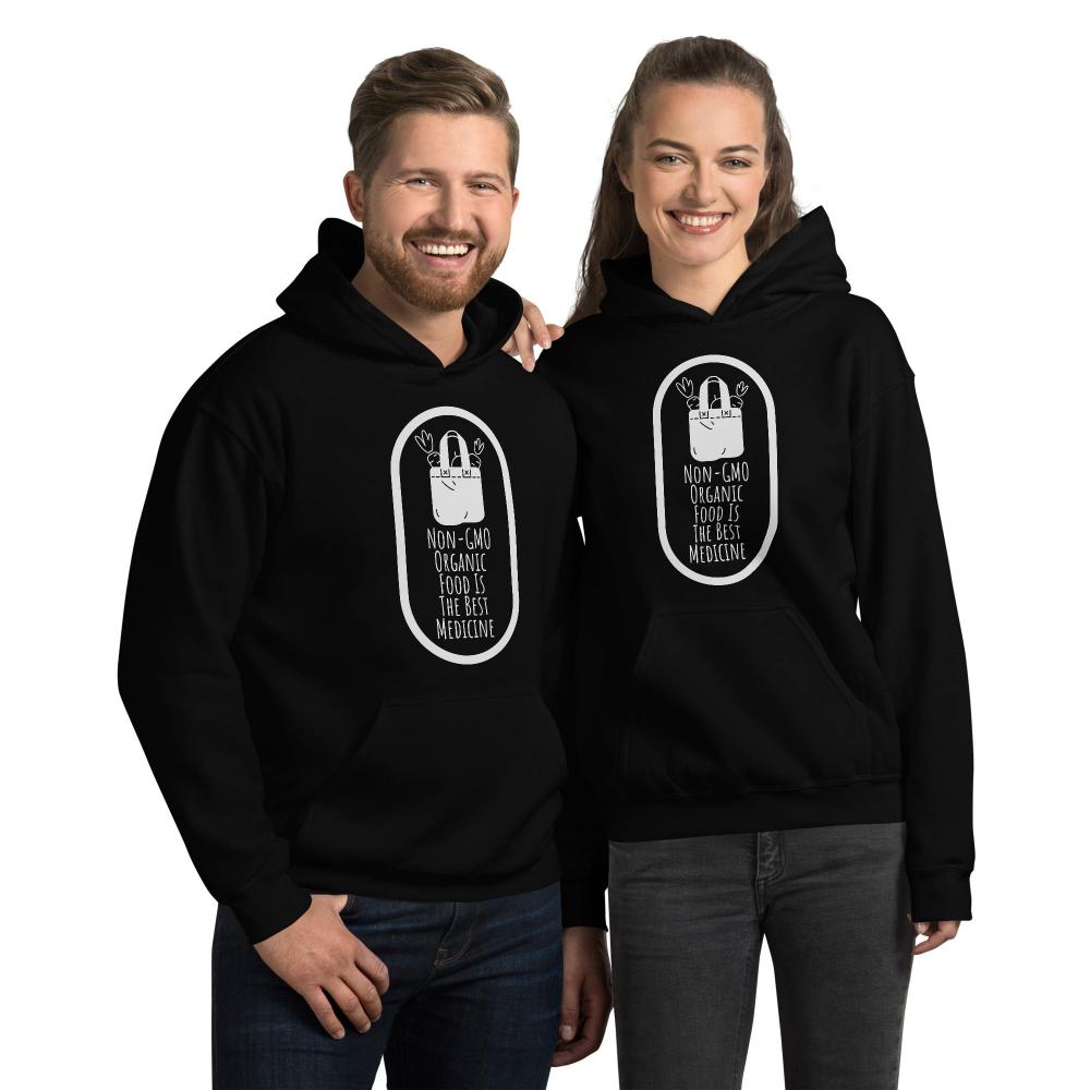 Non-GMO Organic Food Is The Best Medicine Hoodie - Black Color - https://ascensionemporium.net