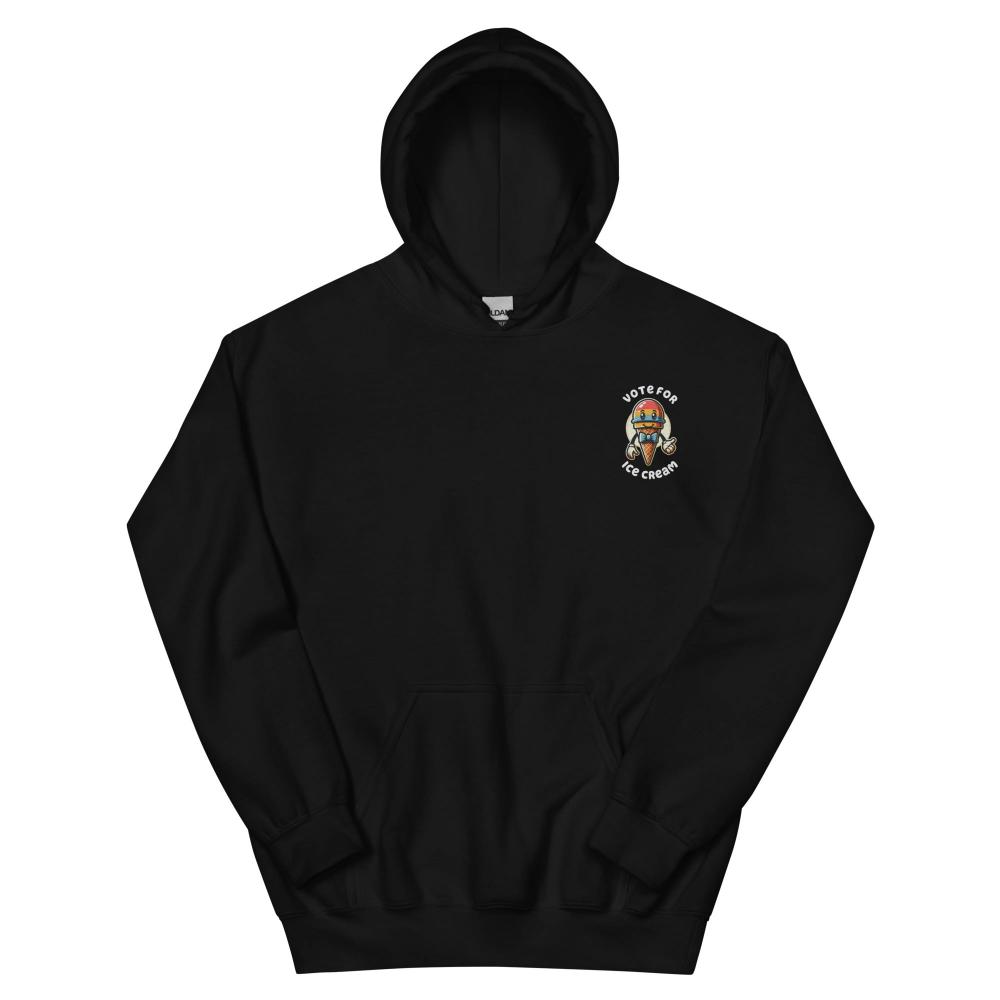 Vote For Ice Cream Embroidered Hoodie - Black Color - https://ascensionemporium.net