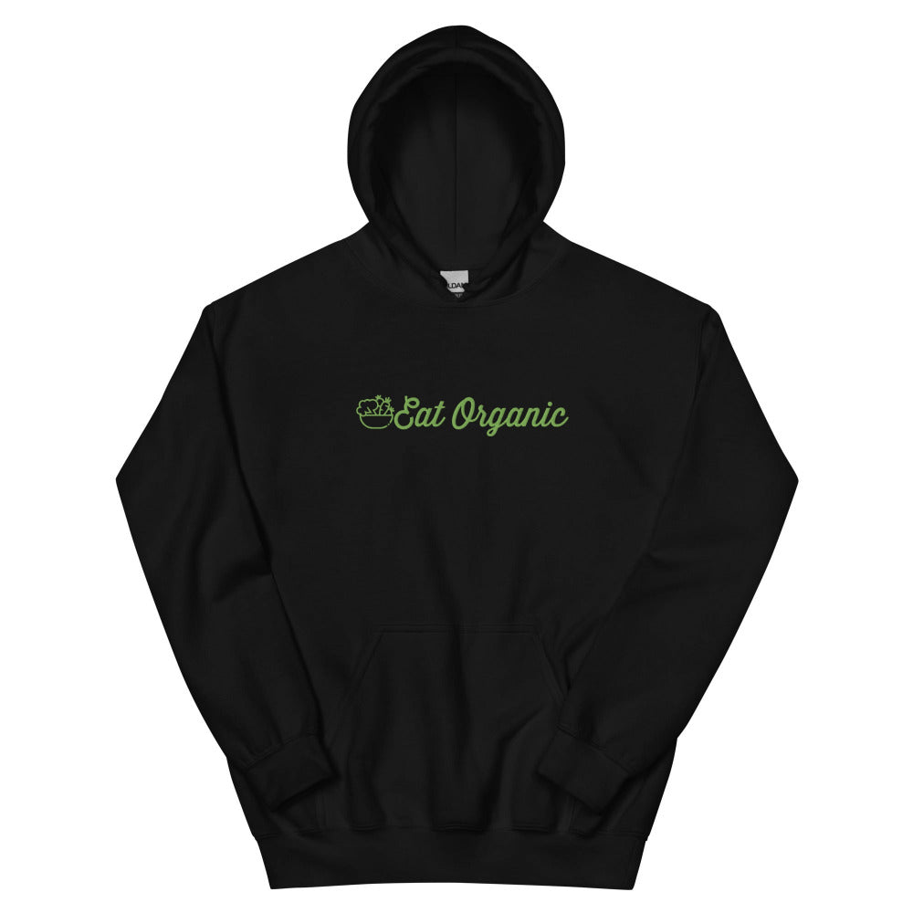 Eat Organic Hoodie - Black Color - https://ascensionemporium.net 