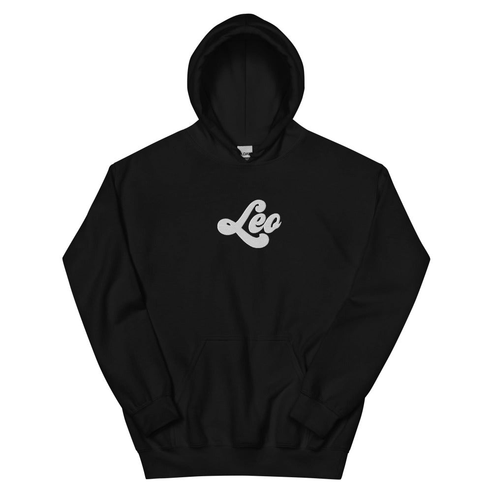 Leo Zodiac Embroidered Hoodie - Black Color - https://ascensionemporium.net