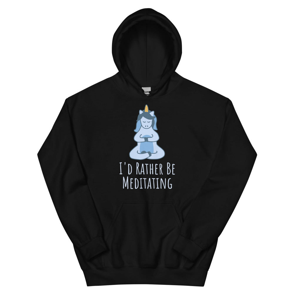 I'd Rather Be Meditating Unicorn Hoodie - Black Color - https://ascensionemporium.net