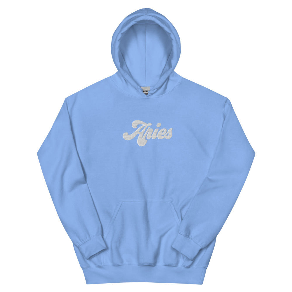 Aries Zodiac Embroidered Hoodie - Carolina Blue Color - https://ascensionemporium.net