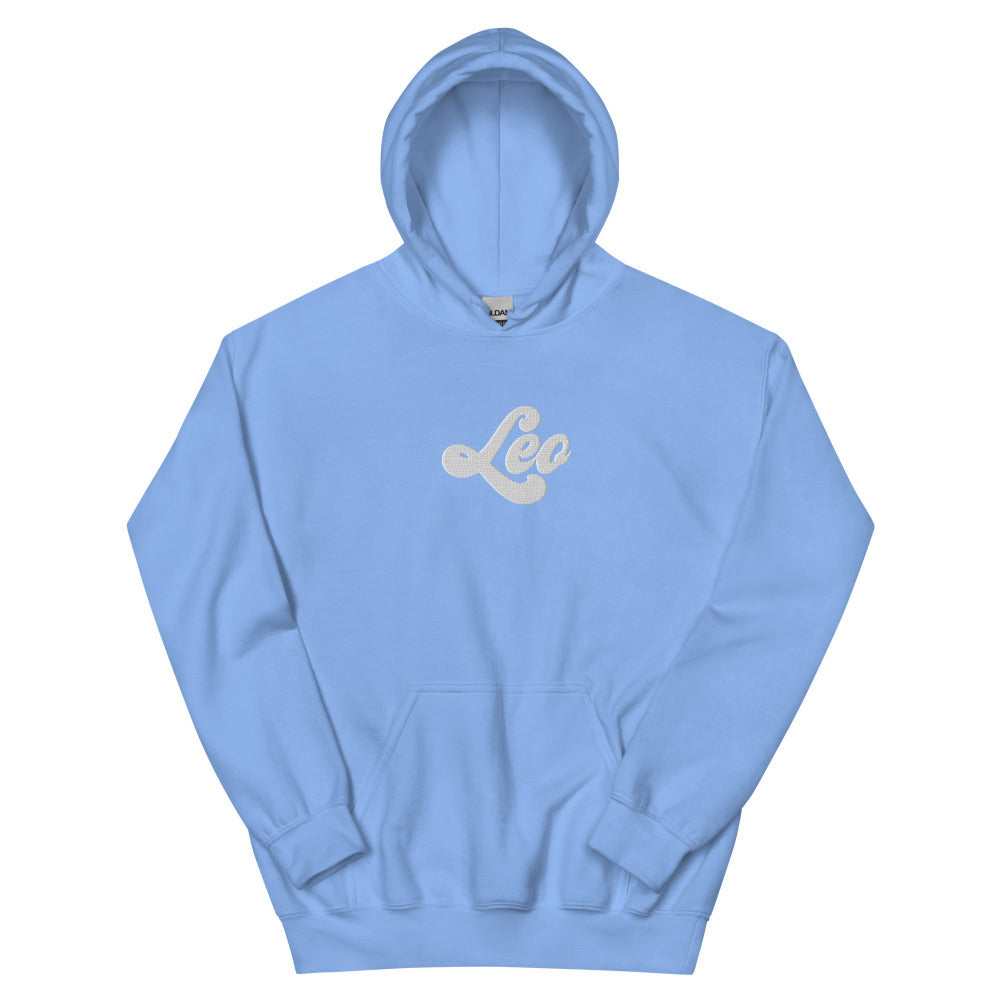 Leo Zodiac Embroidered Hoodie - Carolina Blue Color - https://ascensionemporium.net