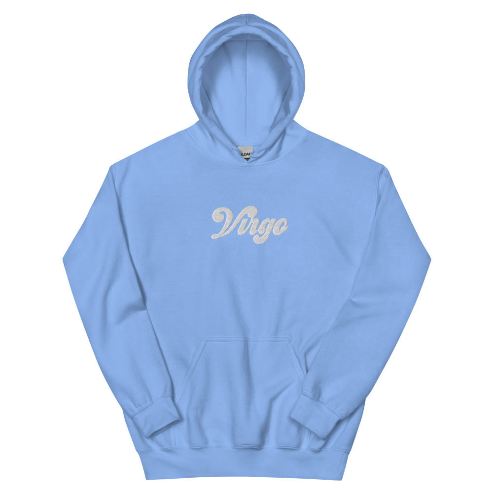 Virgo Zodiac Embroidered Hoodie - Carolina Blue Color - https://ascensionemporium.net