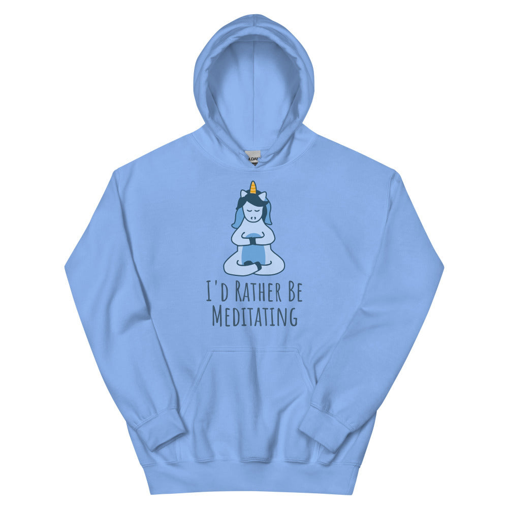 I'd Rather Be Meditating Unicorn Hoodie - Carolina Blue Color - https://ascensionemporium.net