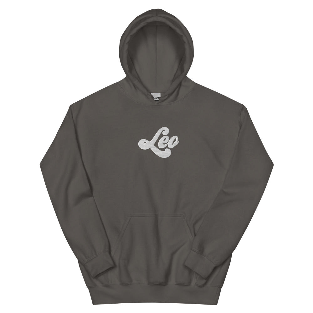 Leo Zodiac Embroidered Hoodie - Charcoal Color - https://ascensionemporium.net