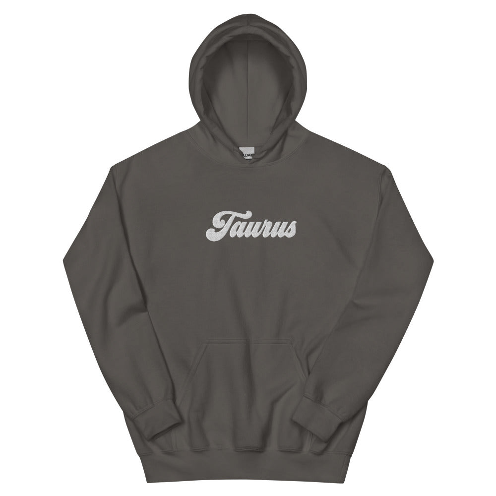 Taurus Zodiac Embroidered Hoodie - Charcoal Color - https://ascensionemporium.net