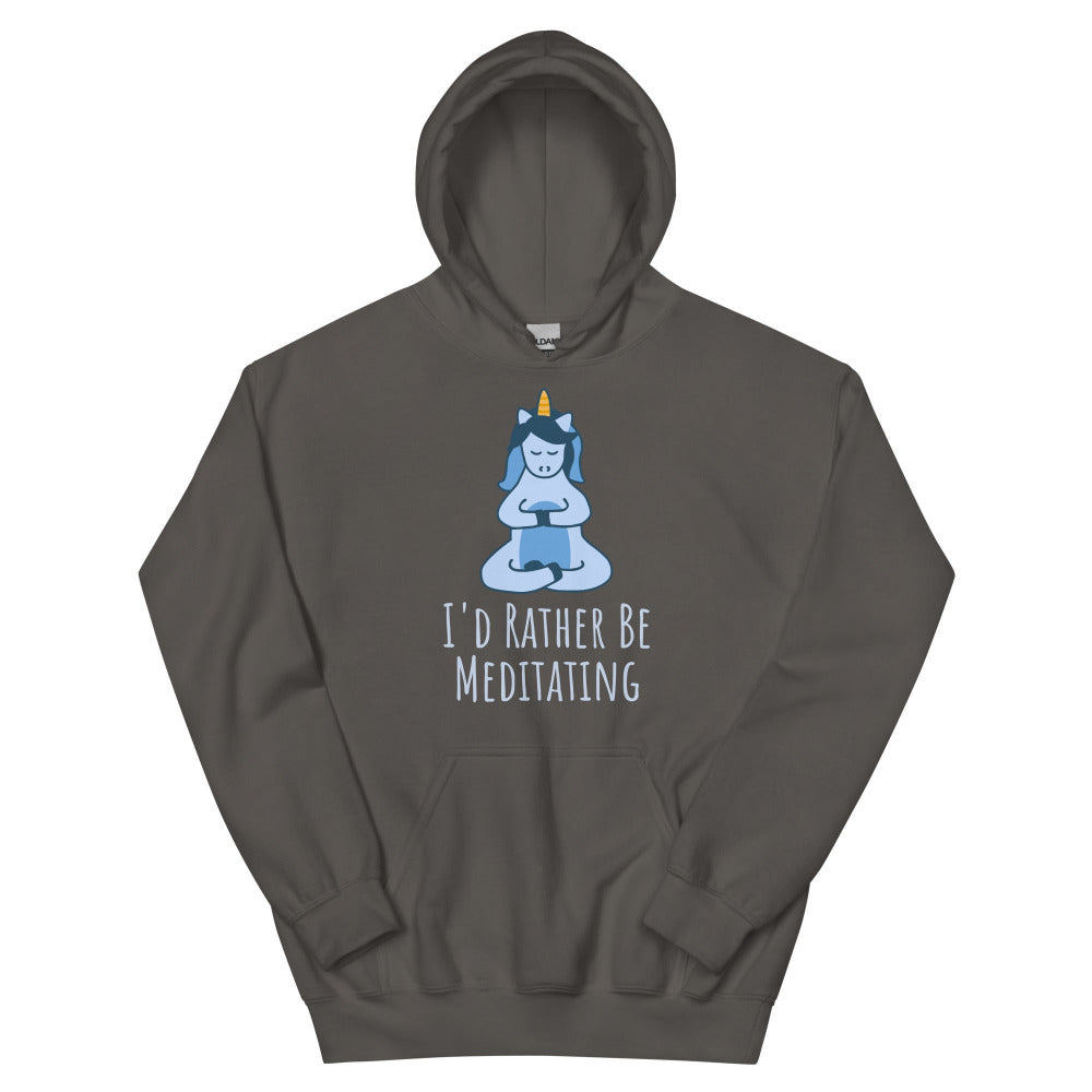 I'd Rather Be Meditating Unicorn Hoodie - Charcoal Color - https://ascensionemporium.net