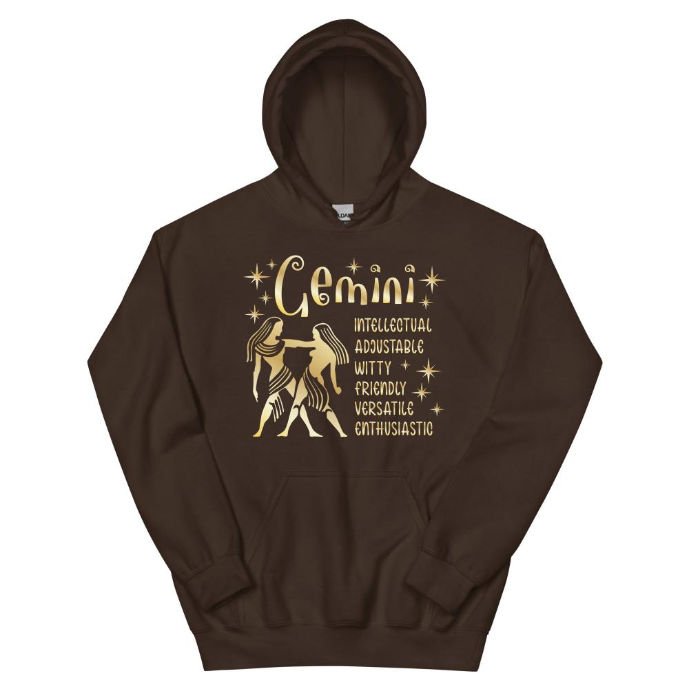 Gemini Zodiac Positive Traits Hoodie -
 Dark Chocolate Color - https://ascensionemporium.net