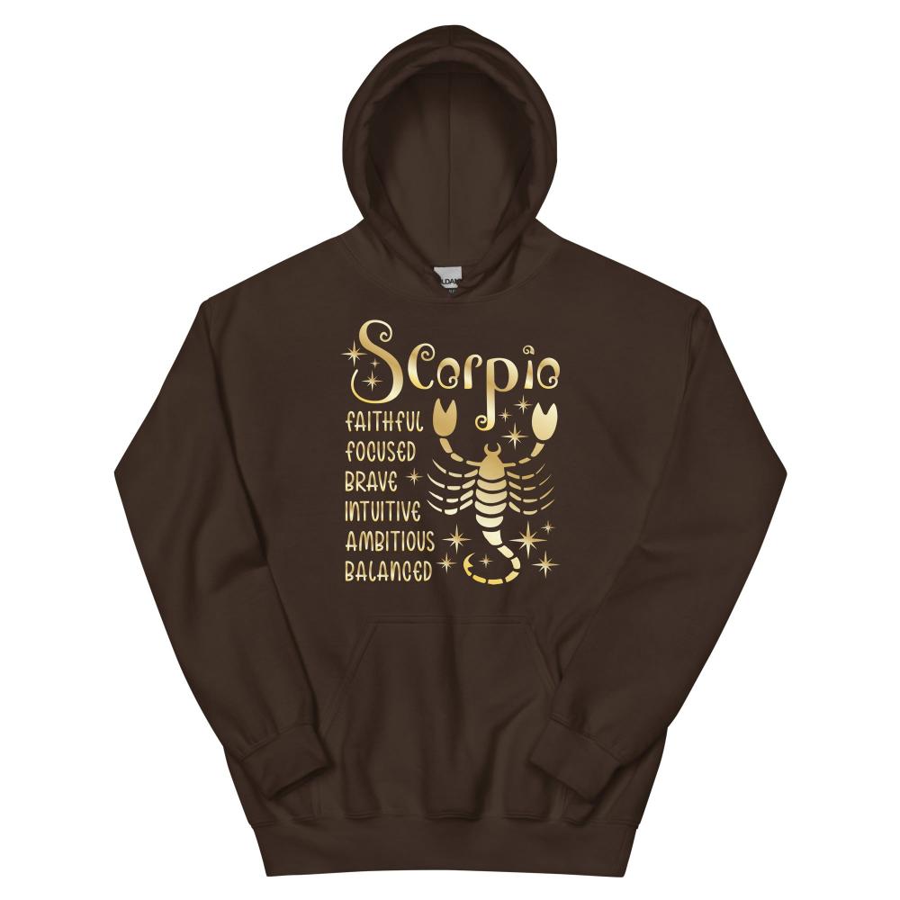 Scorpio Zodiac Positive Traits Hoodie - Dark Chocolate Color - https://ascensionemporium.net