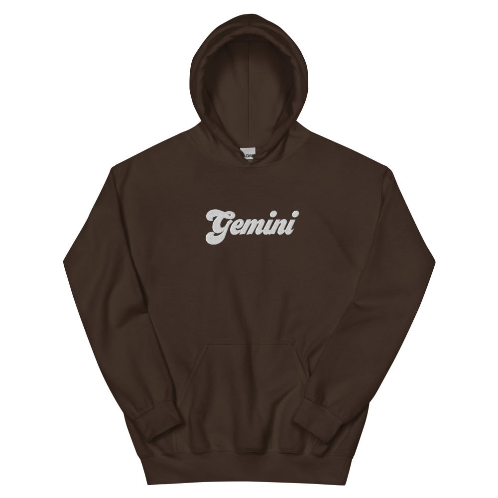 Gemini Zodiac Embroidered Hoodie - Dark Chocolate Color - https://ascensionemporium.net