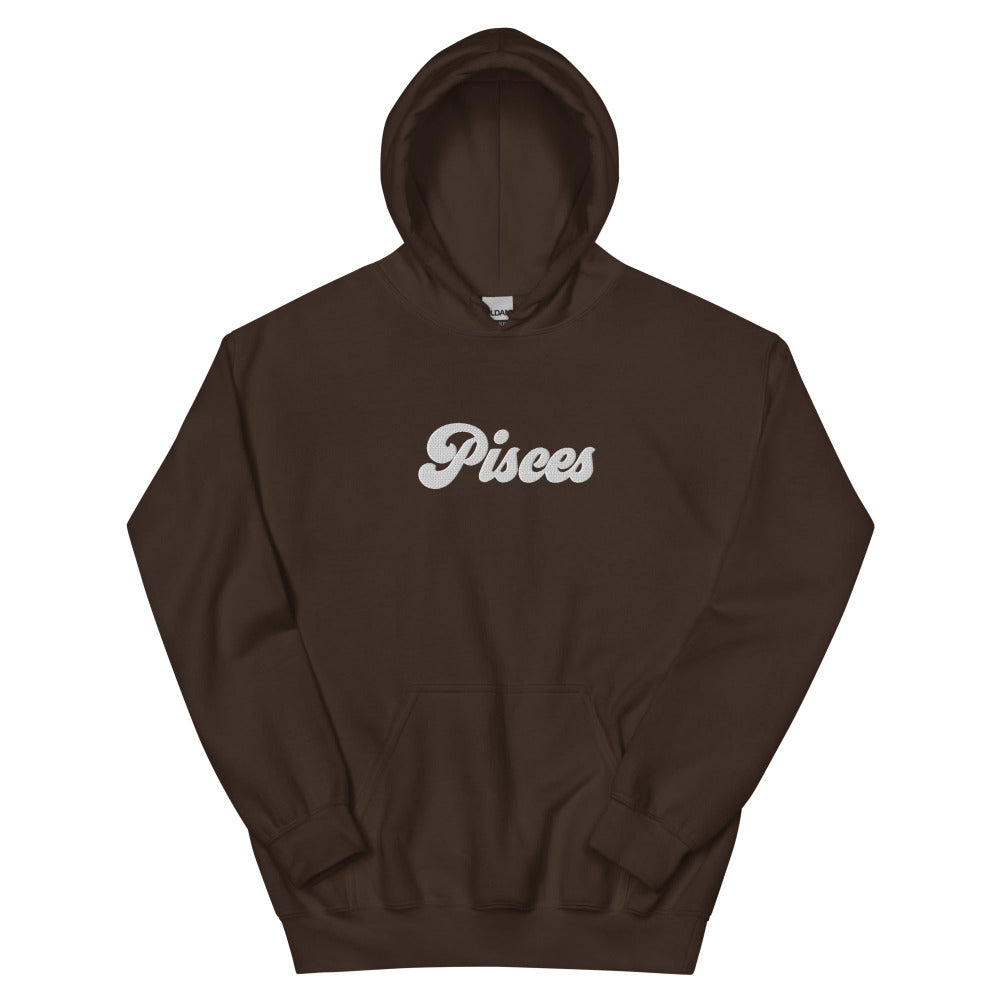 Pisces Zodiac Embroidered Hoodie - Dark Chocolate Color - https://ascensionemporium.net