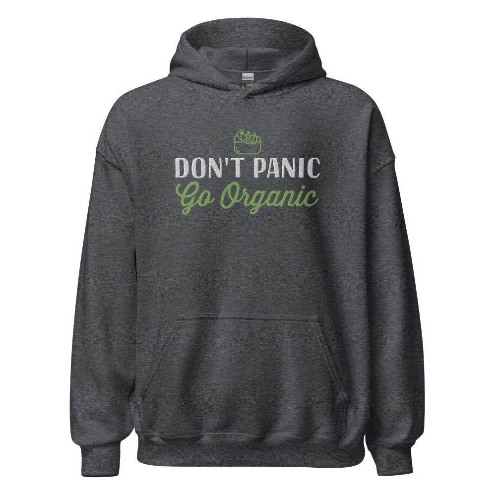 Don't Panic Go Organic Hoodie - Dark Heather Color - https://ascensionemporium.net 