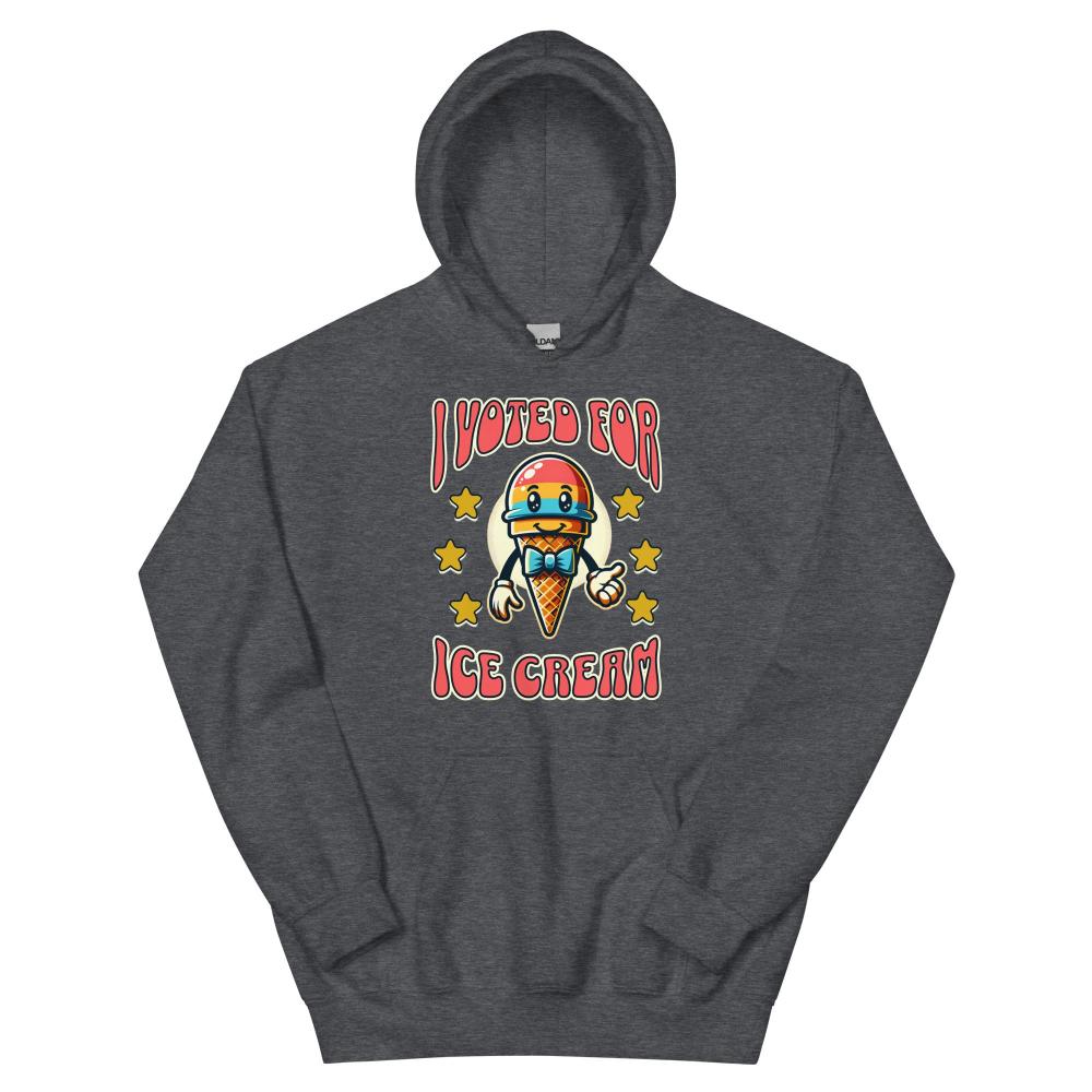 I Voted For Ice Cream Hoodie - Dark Heather Color - https://ascensionemporium.net