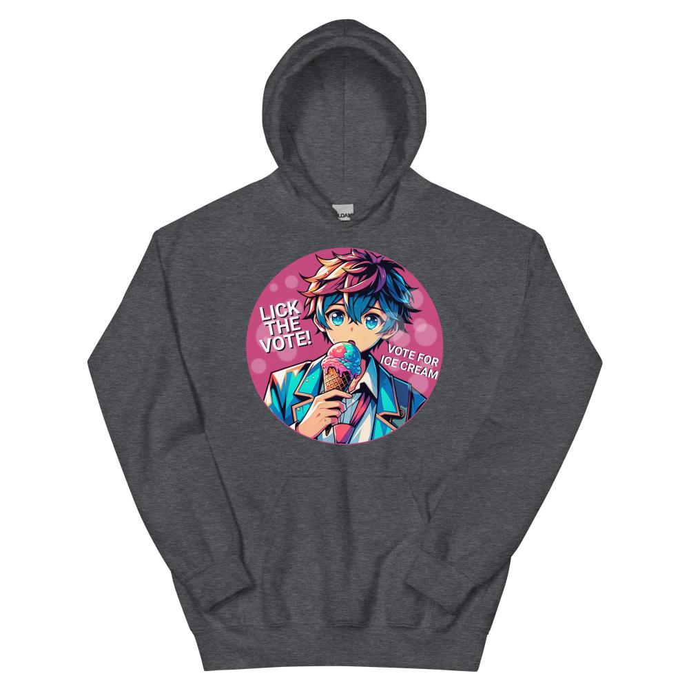 Lick The Vote Anime Ice Cream Boy Hoodie - Dark Heather Color - https://ascensionemporium.net