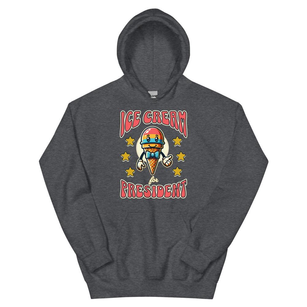 Ice Cream For President Hoodie - Dark Heather Color - https://ascensionemporium.net