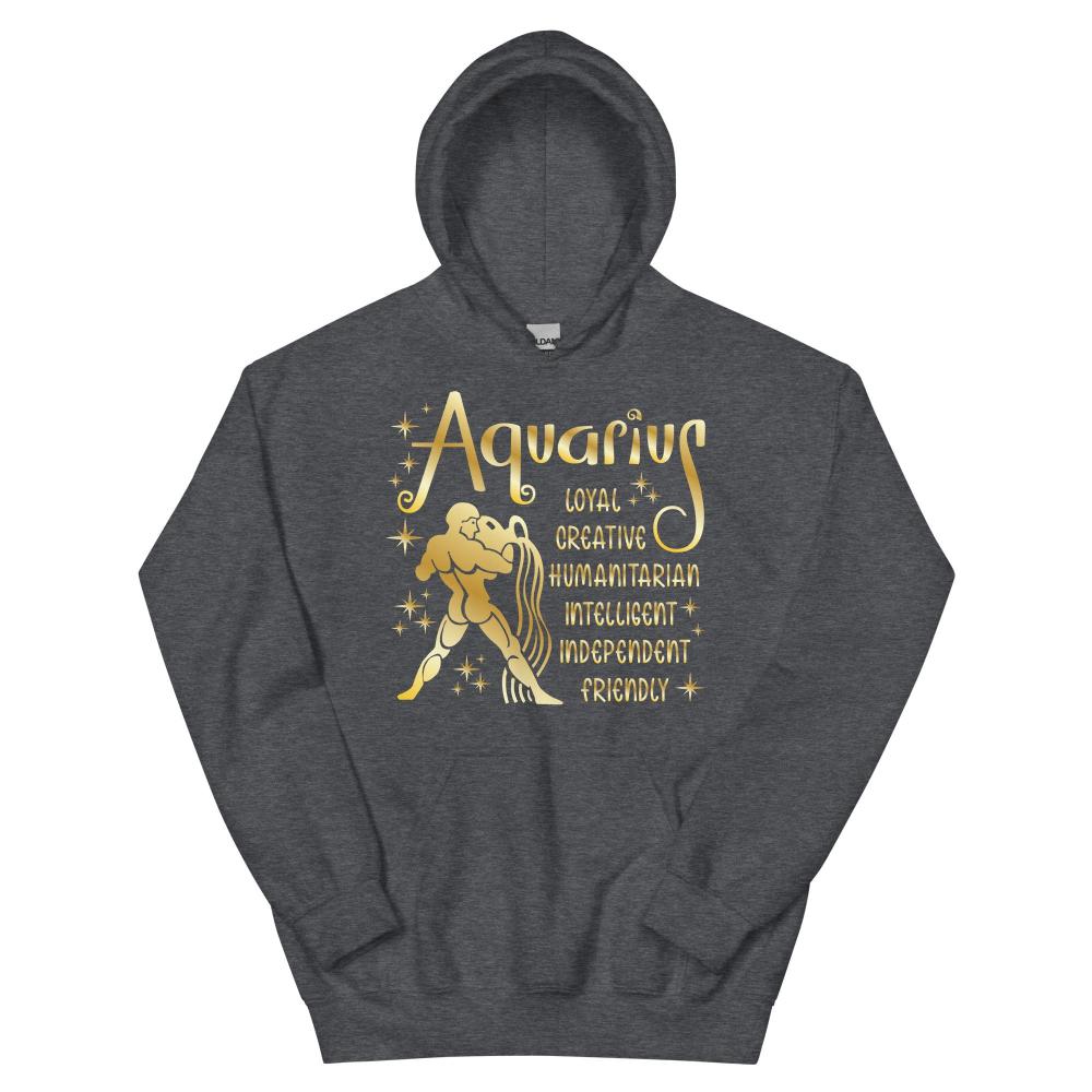 Aquarius Zodiac Positive Traits Hoodie - Dark Heather Color - https://ascensionemporium.net