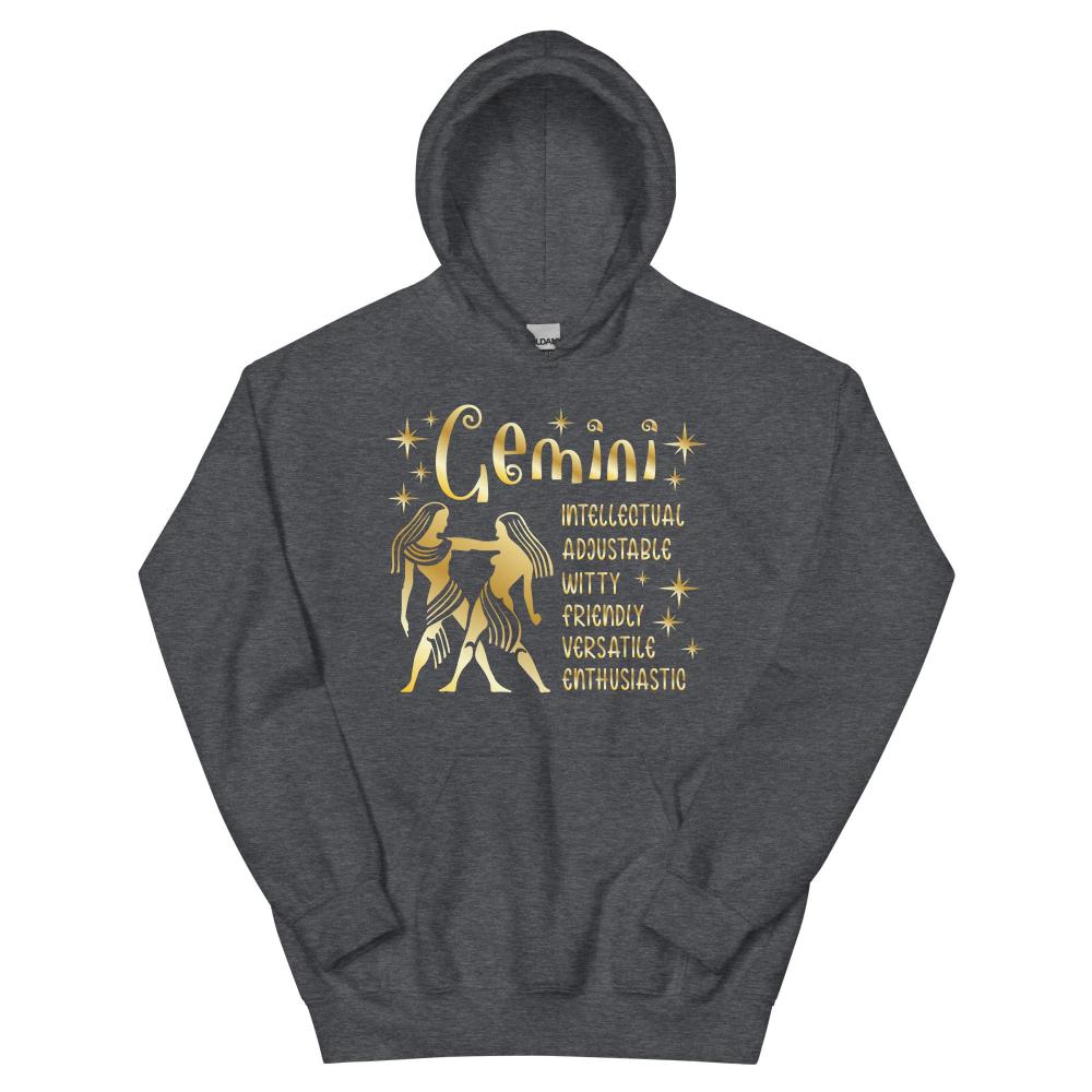 Gemini Zodiac Positive Traits Hoodie - Dark Heather Color - https://ascensionemporium.net