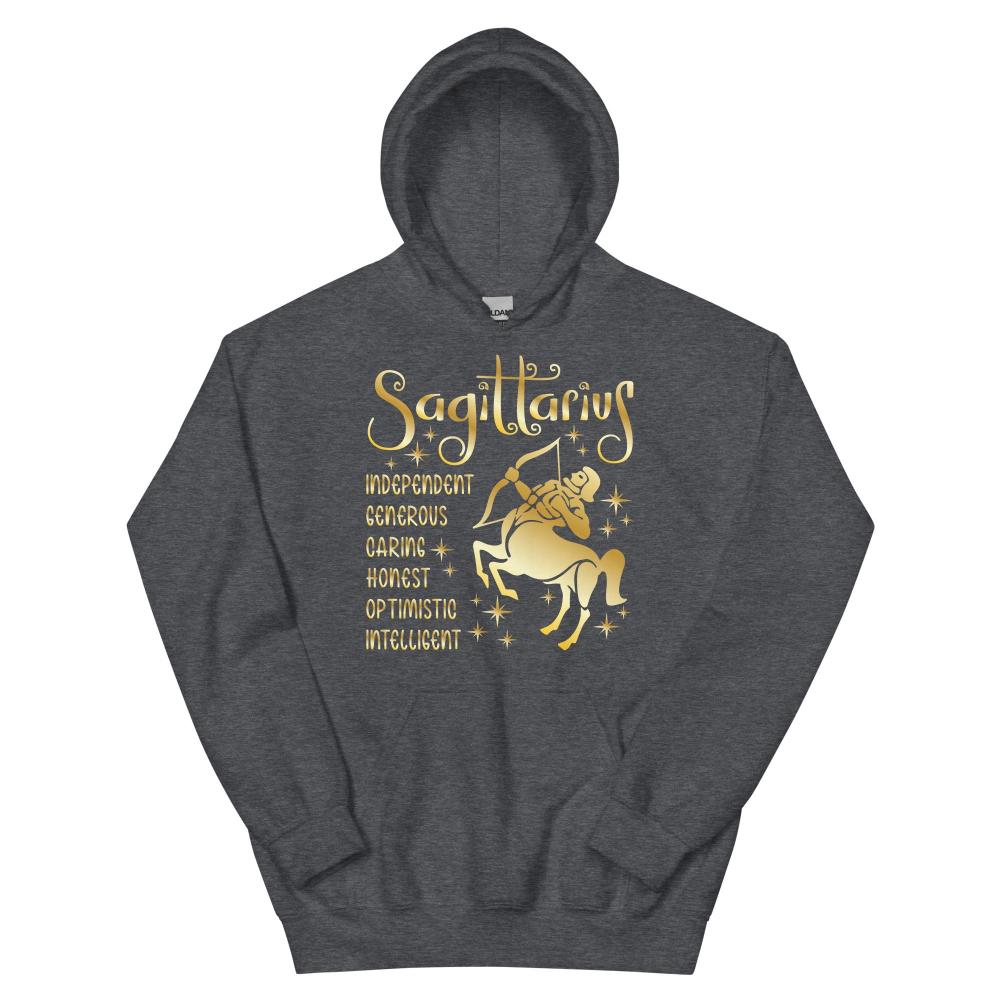 Sagittarius Zodiac Positive Traits Hoodie - Dark Heather Color - https://ascensionemporium.net