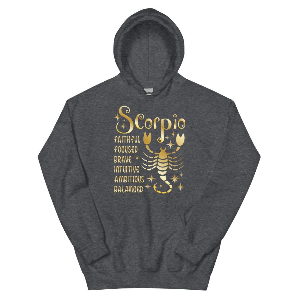 Scorpio Zodiac Positive Traits Hoodie - Dark Heather Color - https://ascensionemporium.net
