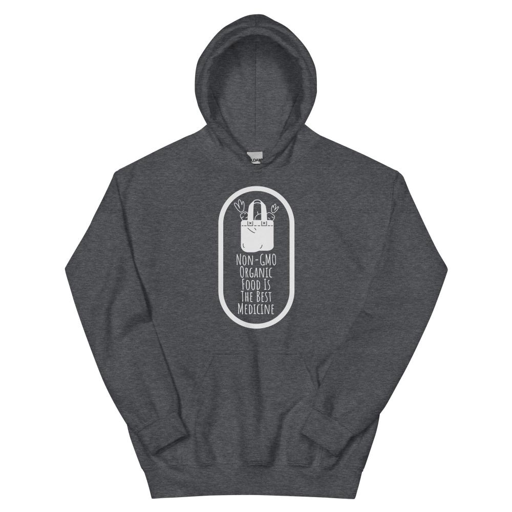 Non-GMO Organic Food Is The Best Medicine Hoodie - Dark Heather Color - https://ascensionemporium.net