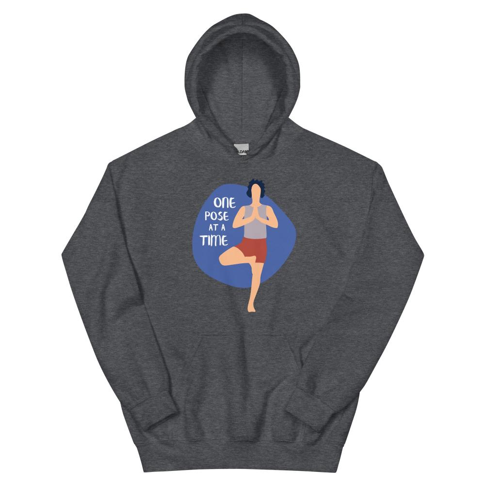 One Pose At A Time Yoga Hoodie - Dark Heather Color - https://ascensionemporium.net