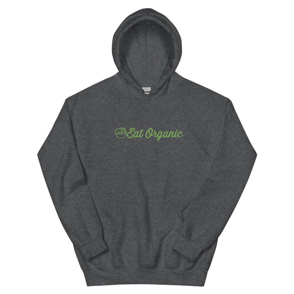 Eat Organic Hoodie - Dark Heather Color - https://ascensionemporium.net 
