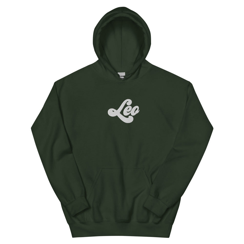 Leo Zodiac Embroidered Hoodie - Forest Green Color - https://ascensionemporium.net