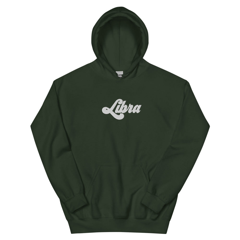 Libra Zodiac Embroidered Hoodie - Forest Green Color - https://ascensionemporium.net
