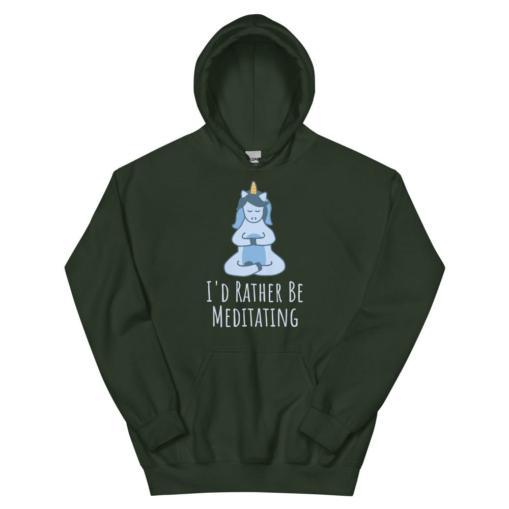 I'd Rather Be Meditating Unicorn Hoodie - Forest Green Color - https://ascensionemporium.net