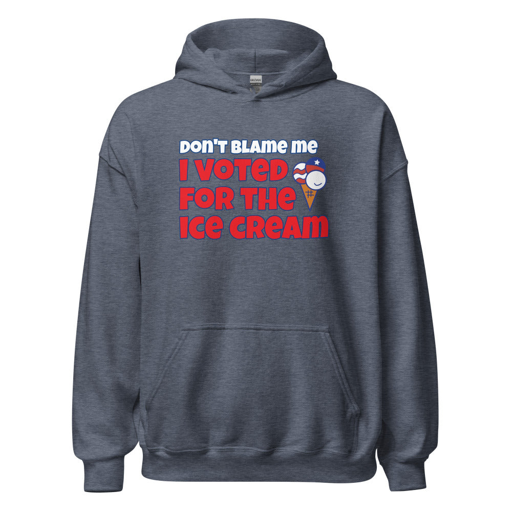 Don't Blame Me I Voted For The Ice Cream Hoodie - Heather Sport Dark Navy Color - https://ascensionemporium.net