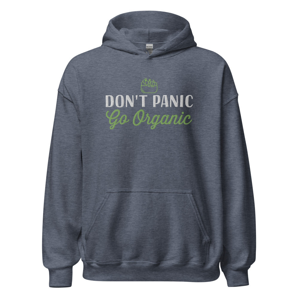 Don't Panic Go Organic Hoodie - Heather Sport Dark Navy Color - https://ascensionemporium.net 