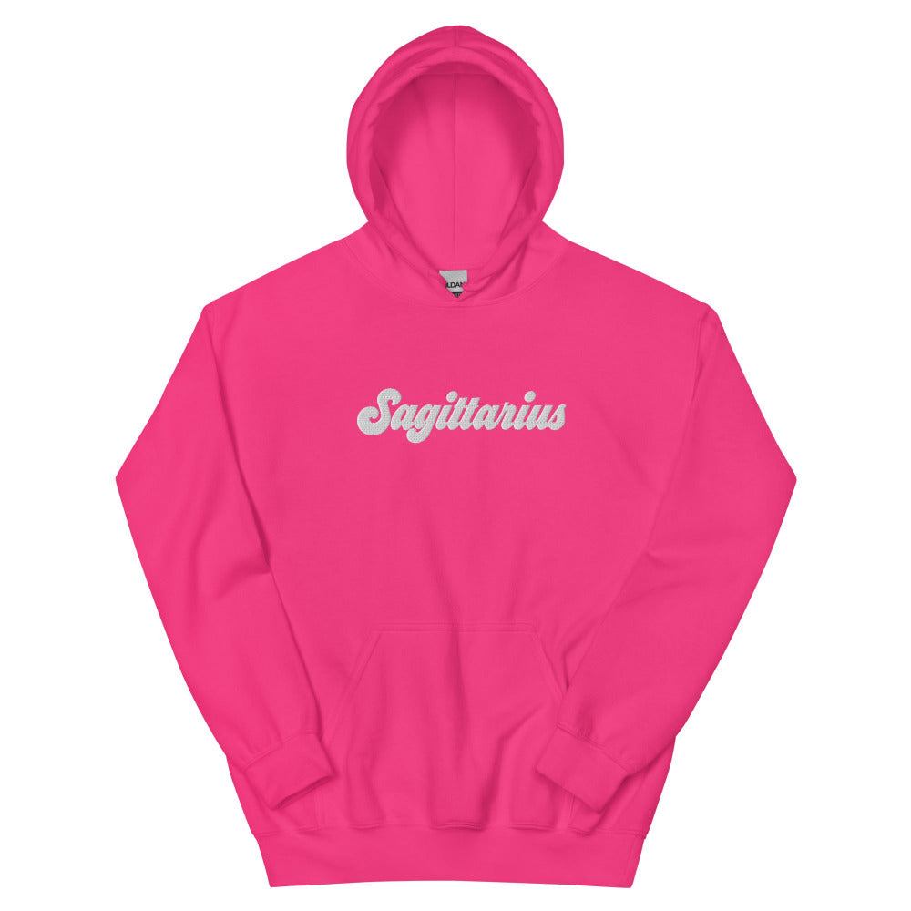 Sagittarius Zodiac Embroidered Hoodie - Heliconia Color - https://ascensionemporium.net