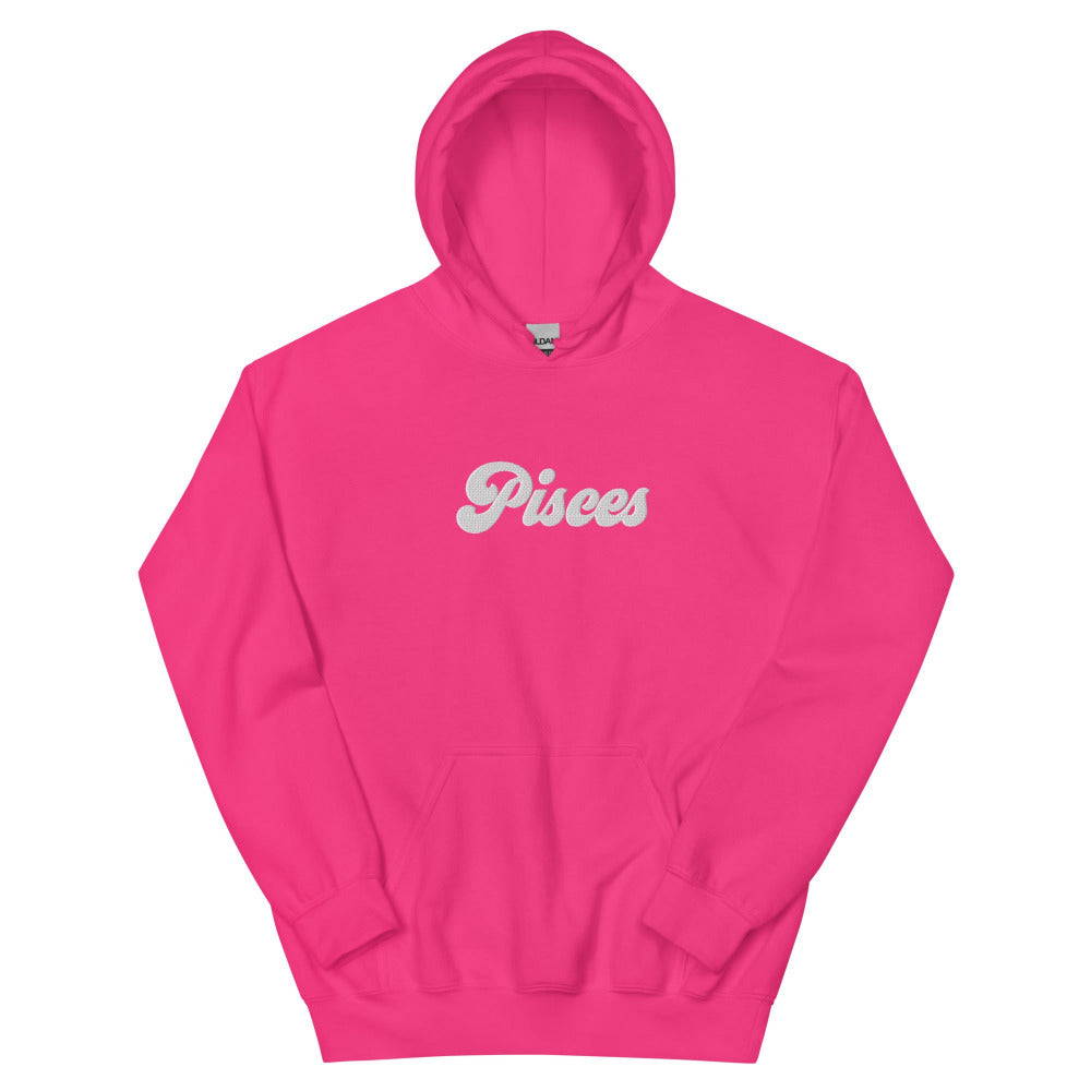 Pisces Zodiac Embroidered Hoodie - Heliconia Color - https://ascensionemporium.net