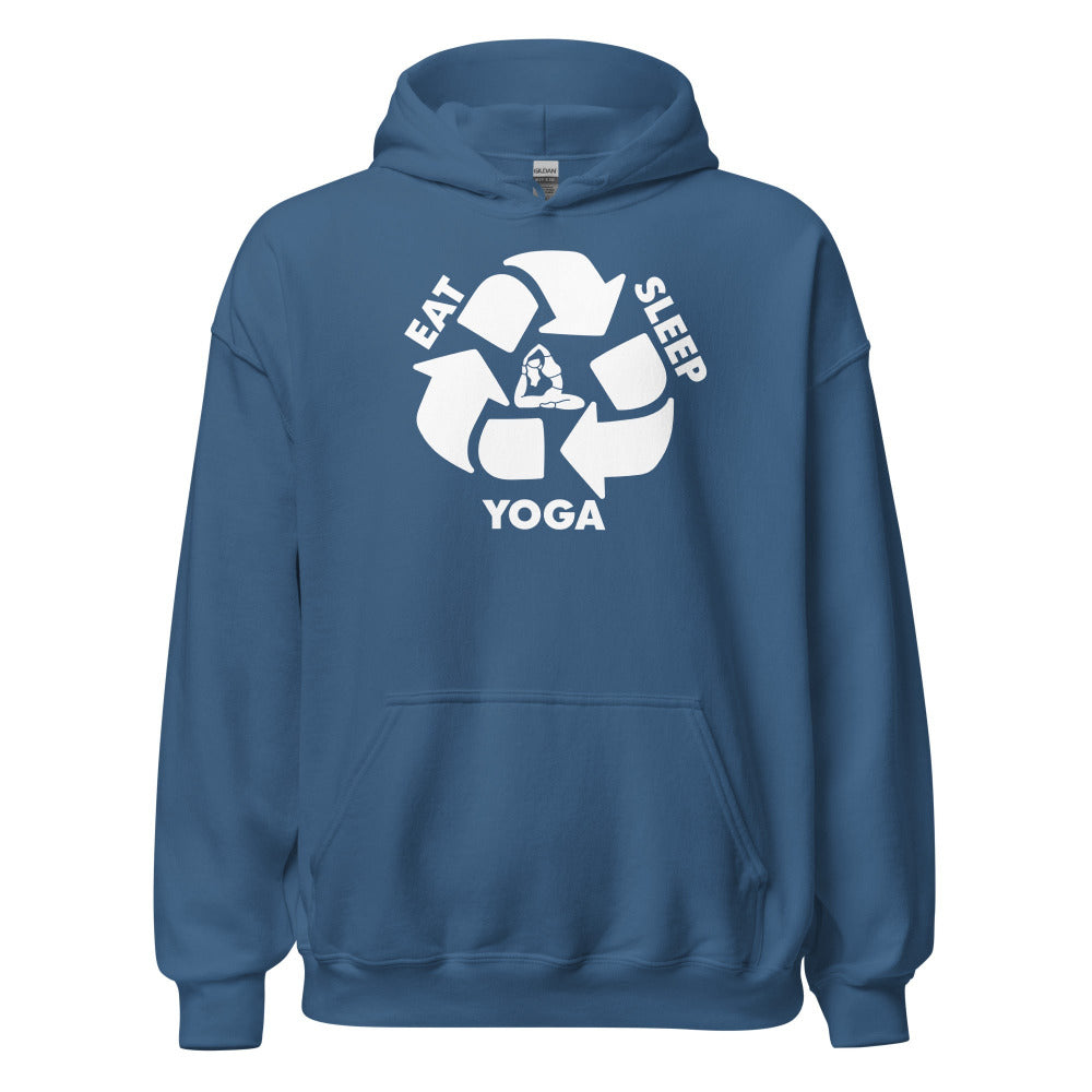Eat Sleep Yoga Hoodie - Indigo Blue Color
