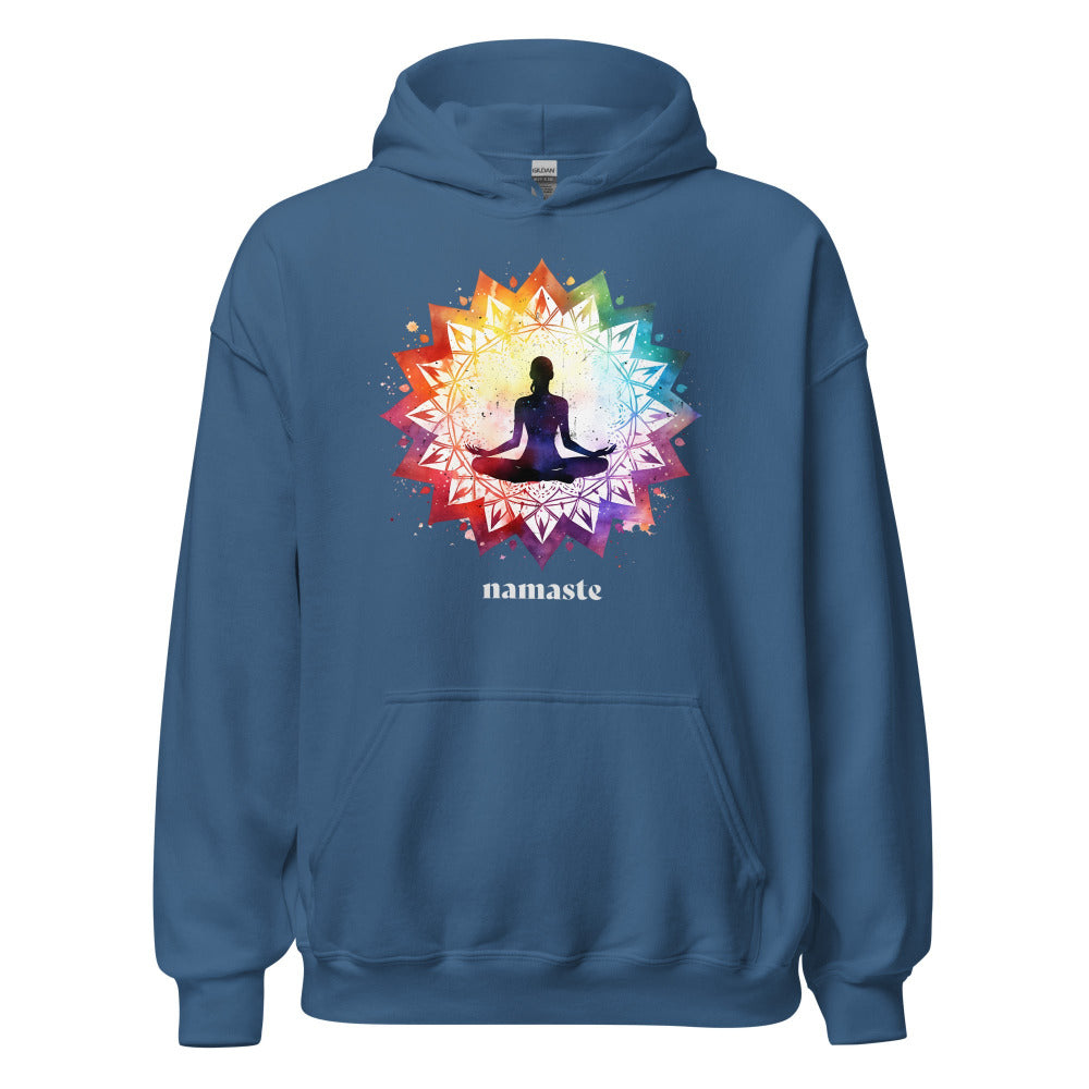 Namaste Yoga Meditation Hoodie - Lotus Chakra Mandala - Indigo Blue Color - https://ascensionemporium.net