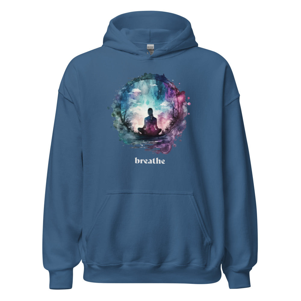 Breathe Watercolor Sphere Hoodie - Indigo Blue Color - https://ascensionemporium.net