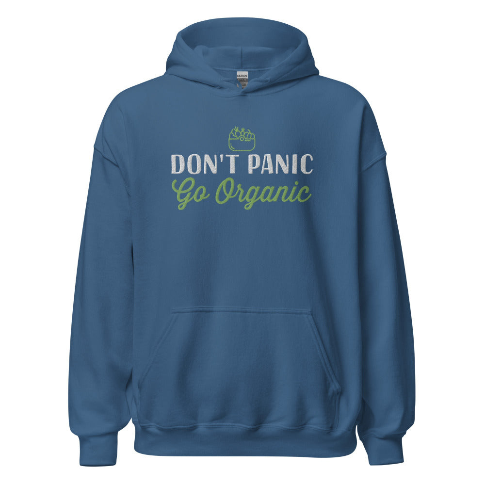 Don't Panic Go Organic Hoodie - Indigo Blue Color - https://ascensionemporium.net 