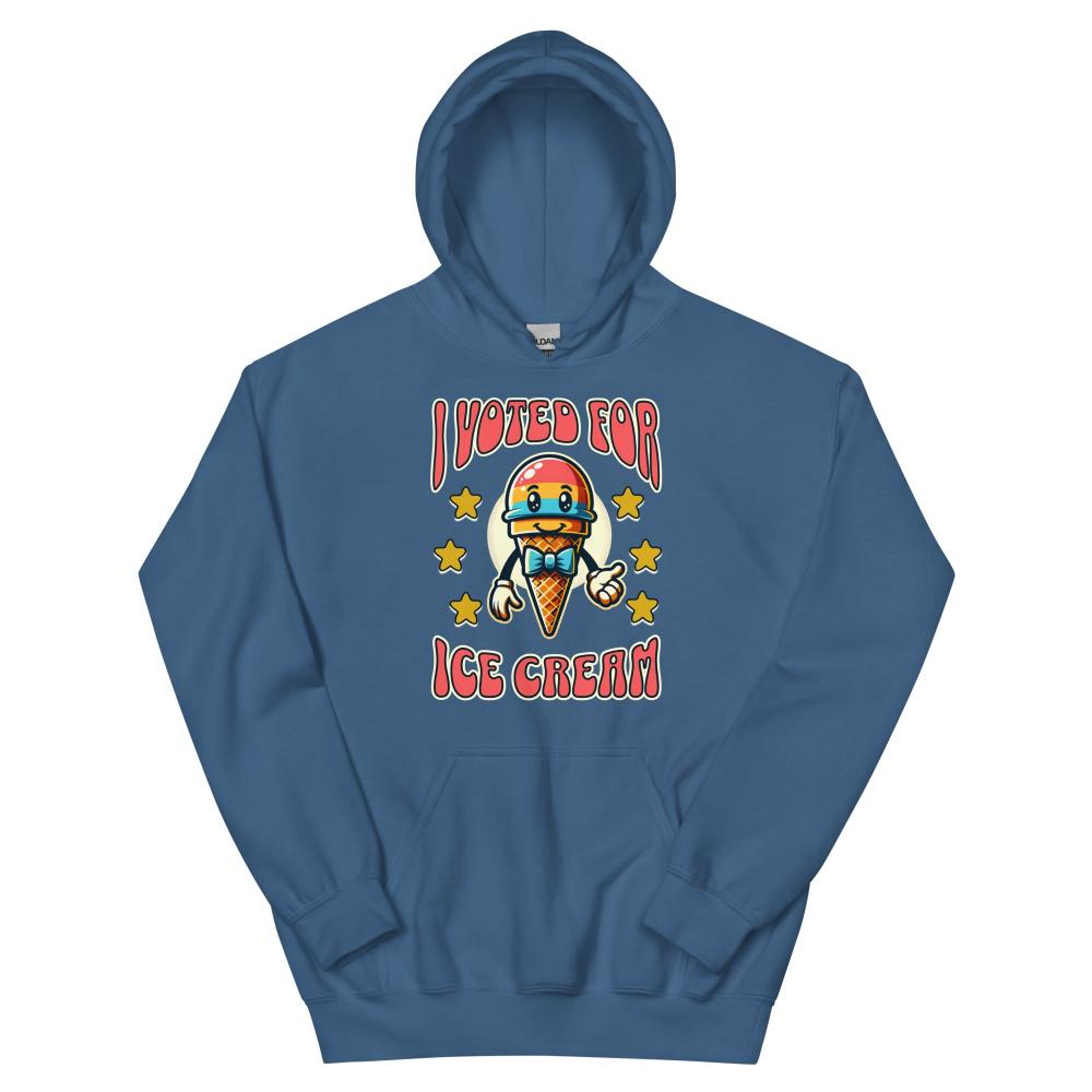 I Voted For Ice Cream Hoodie - Indigo Blue Color - https://ascensionemporium.net