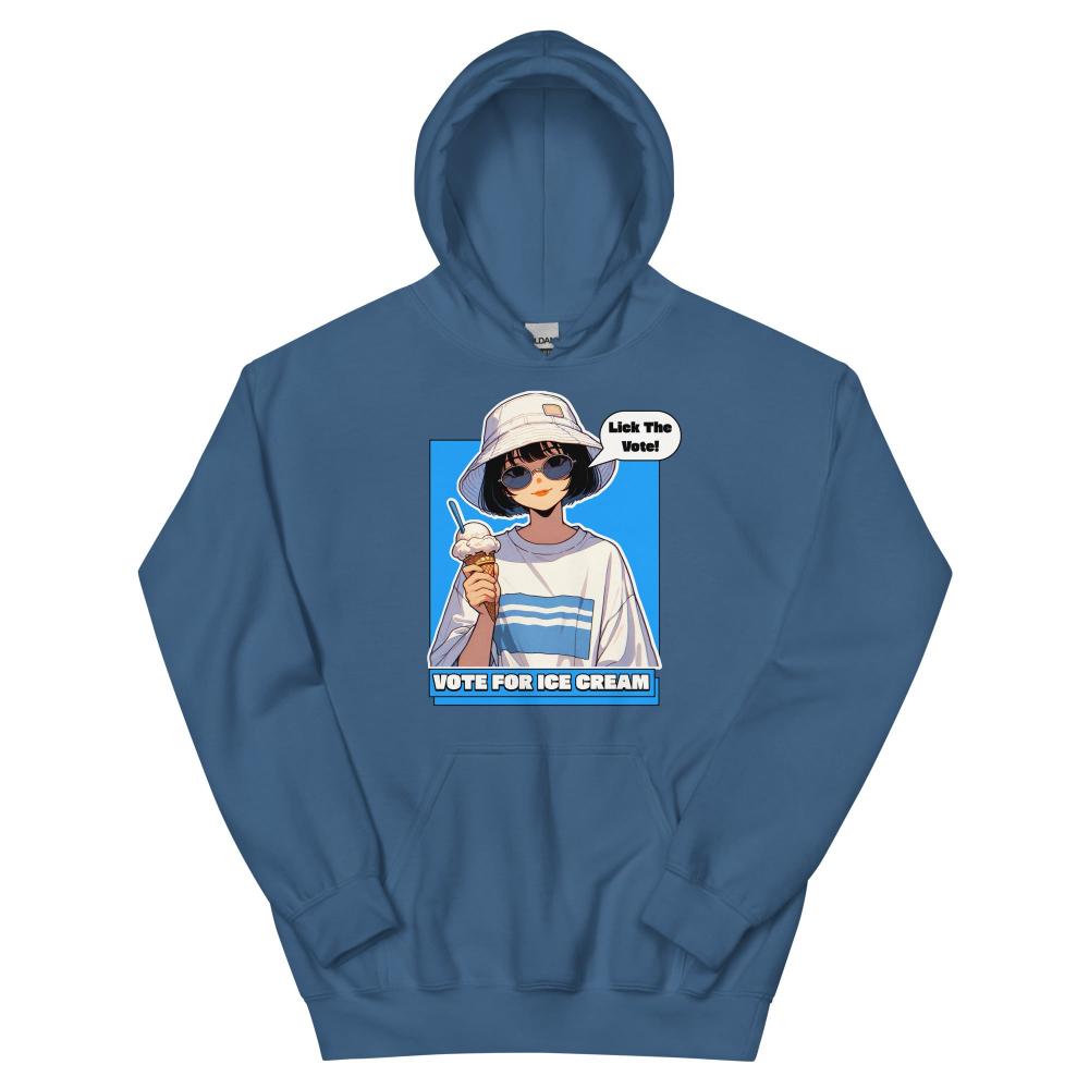 Lick The Vote Anime Ice Cream Girl Hoodie - Indigo Blue Color - https://ascensionemporium.net