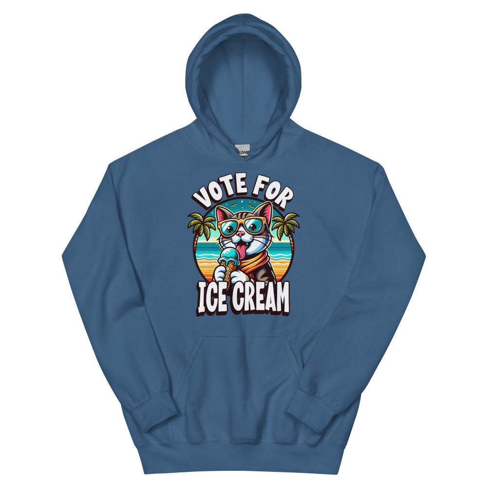 Vote For Ice Cream Cat Hoodie - Indigo Blue Color - https://ascensionemporium.net